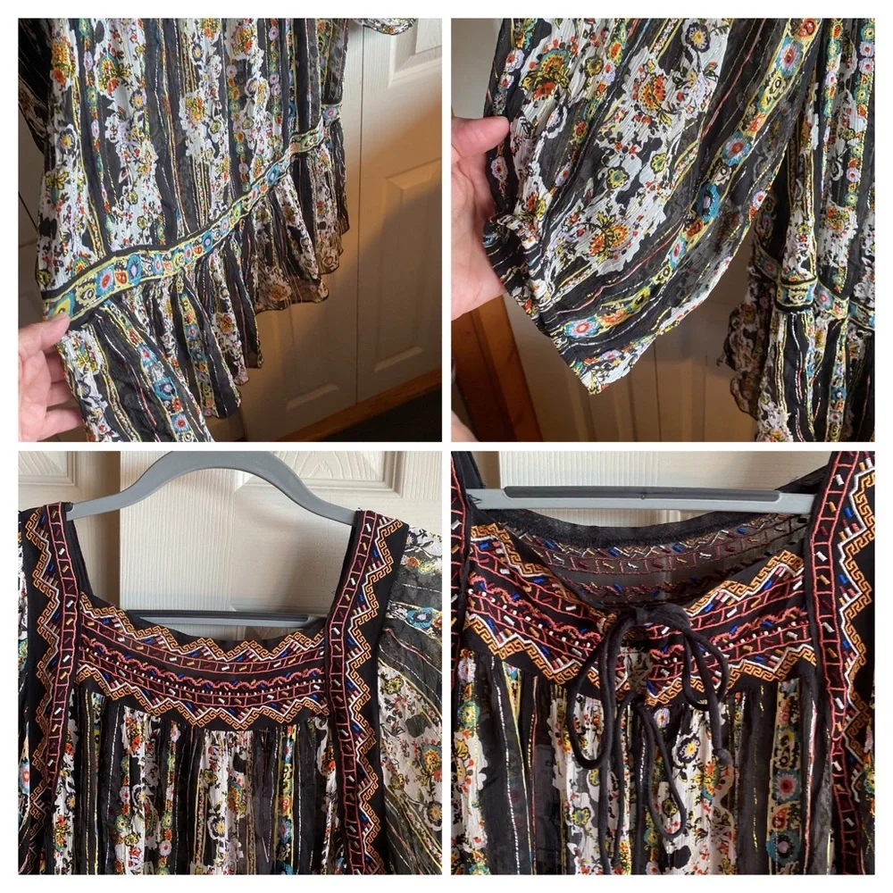 Free People NWT Dance Magic Long Sleeve Boho Tunic Dress Size medium - Picture 9 of 15